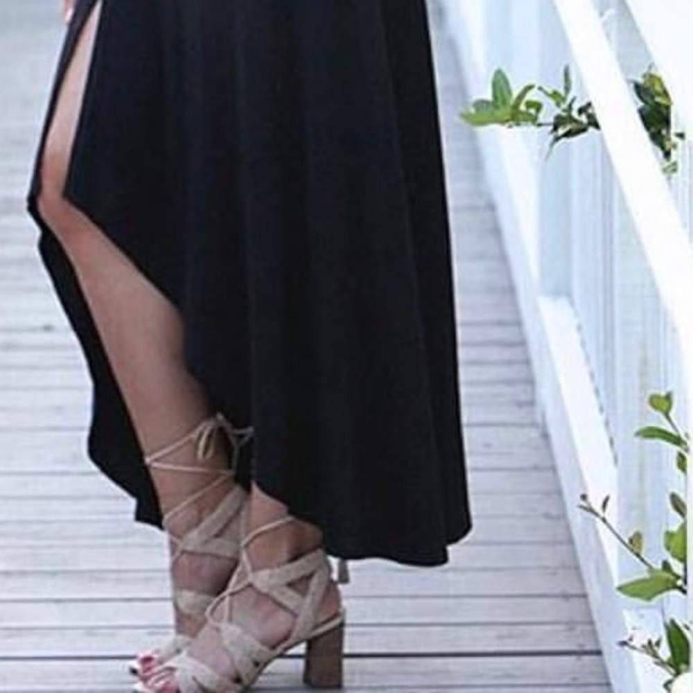 Perfect Nude Leather Woven LaceUp Gladiator Heels - Picture 2 of 4